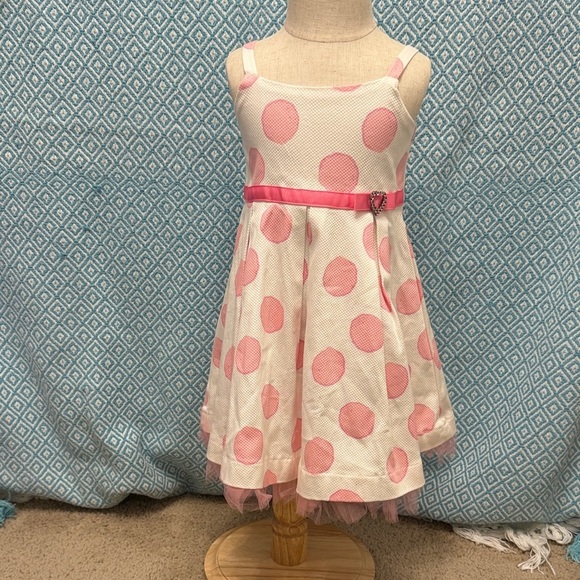 None Other - Pink Polka Dot Dress with Bow